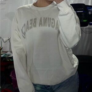 Laguna B Cream Crewneck Sweatshirt with Tonal Logo